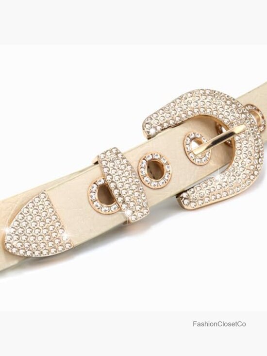 Rhinestone Grommet Punk Faux Leather Belt Adjustable Y2K Western Cowgirl